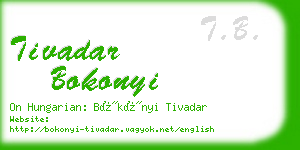 tivadar bokonyi business card